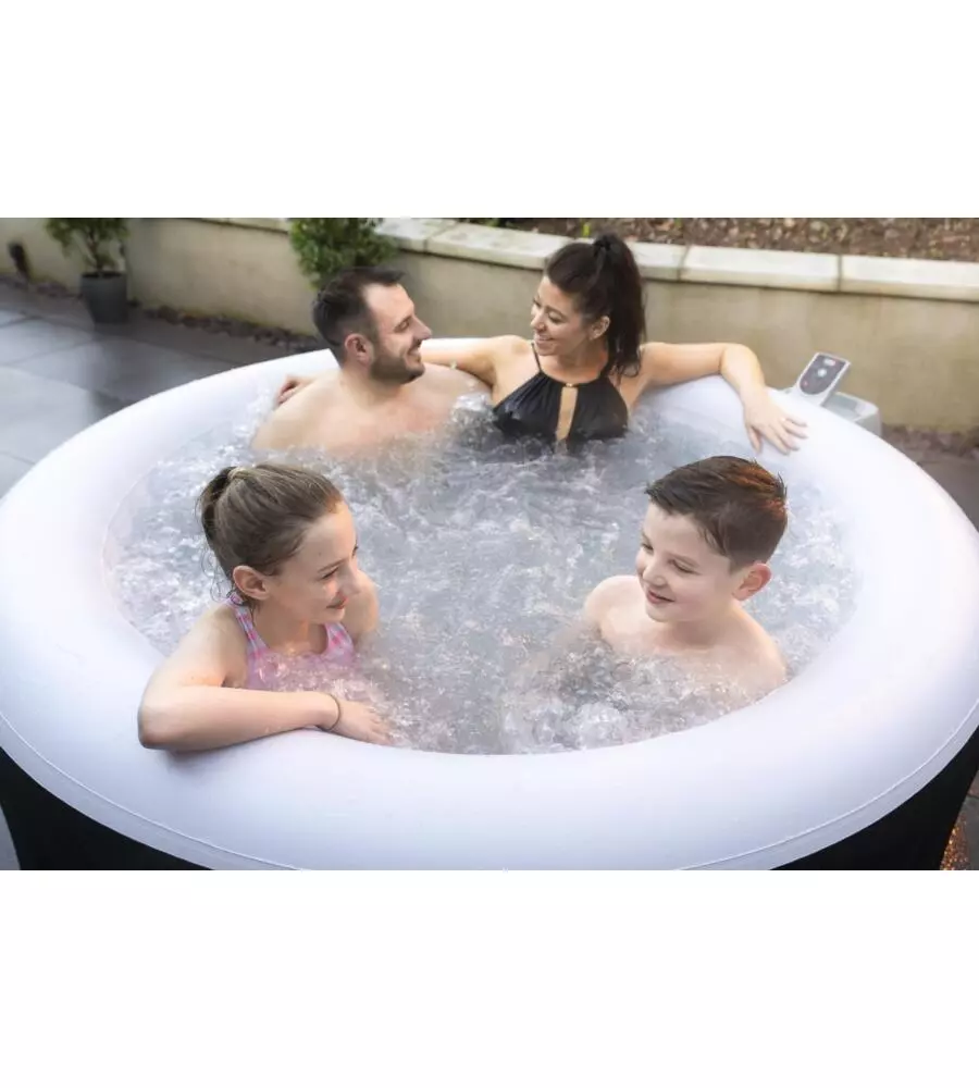 Piscina idromassaggio gonfiabile rotonda bestway "lay-z-spa miami airjet" 2/4 persone 180x180x66 cm con cartuccia, erogatore chemconnect e copertura gonfiabile - cod. 60001